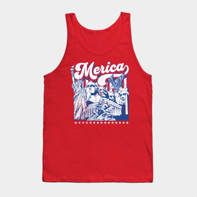 Merica USA American Monuments Tank Top by DetourShirts